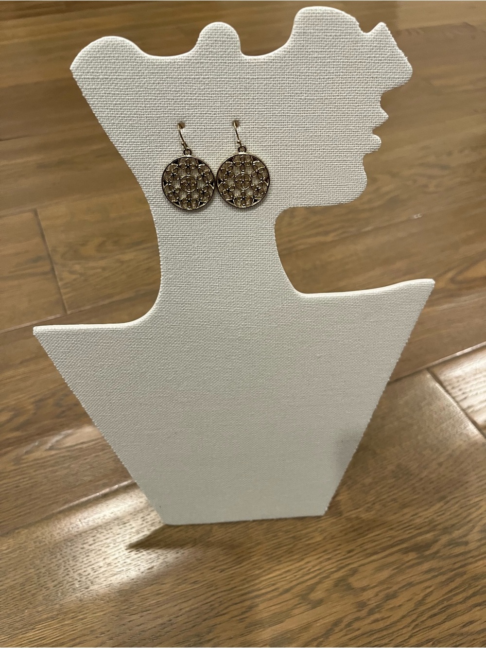 Gold Round Filigree Drop Earrings Marlyn Schiff NEW